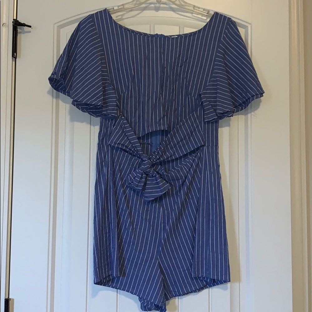 Peppermint Blue Striped Romper